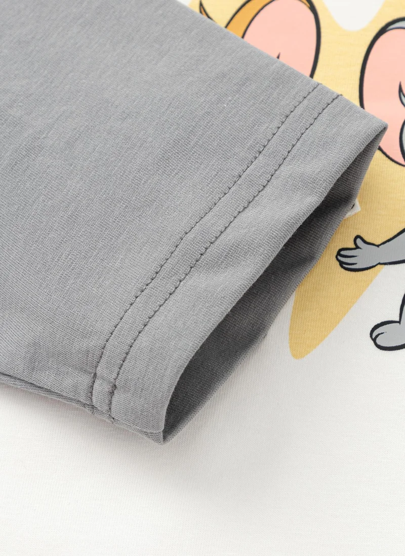 Balabala Grey/White Toddler Boys Round v-neck long-sleeved T-shirt for Men | Best Price UAE